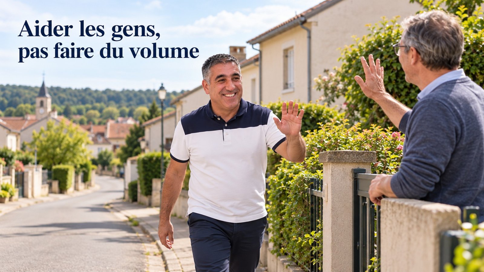 Tony Santos, conseiller immobilier indépendant, dans une rue de Champenoux