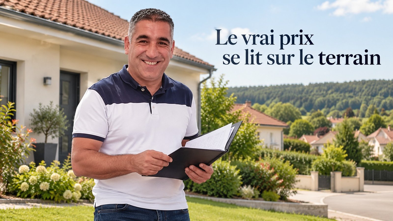 Tony Santos, conseiller immobilier iad France, devant une maison à Champenoux : repères de prix 2026