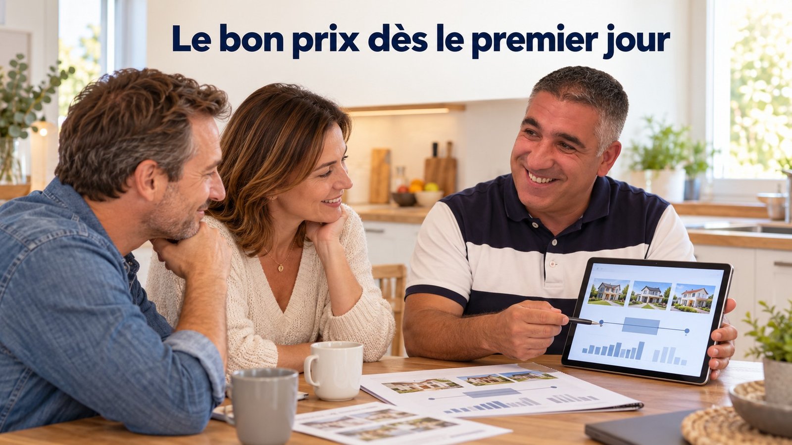 Tony Santos présente une analyse de prix à des propriétaires pour fixer le prix de vente